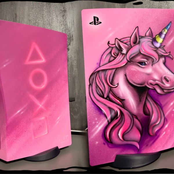 PlayStation 5 faceplate Einhorn Airbrush Einzelstück