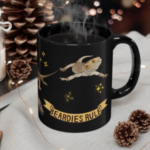 Bearded Dragon Coffee Mug Cup, Cute Reptile Gift, Bearded Dragon Lover, Funny Lizard Cup, Gift for Him, Her, Birthday, 11oz Black Mug