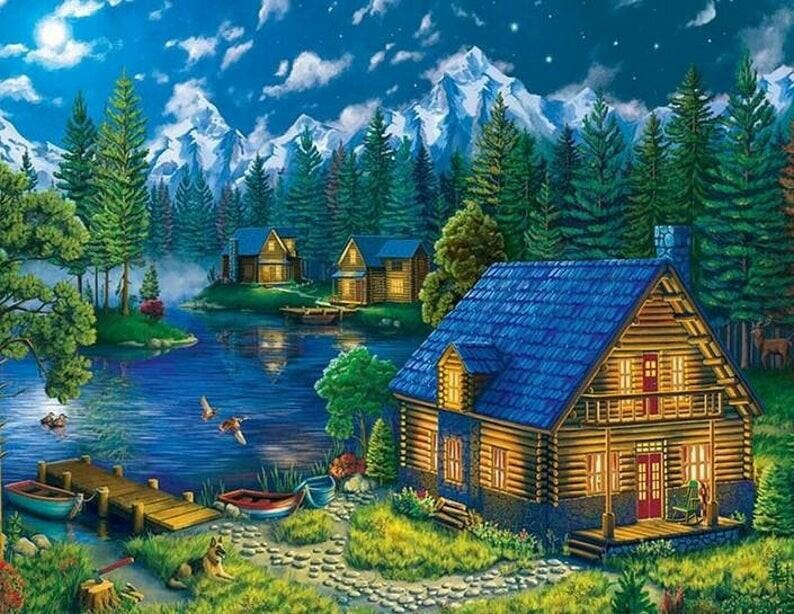 5D Full Drill Diamond Painting Forest Hut Cross Stitch Kits Home Decor Arts Gift 5D Full Drill Diamond Painting Forest Hut Cross Stitch Kits Home Decor Arts Gift