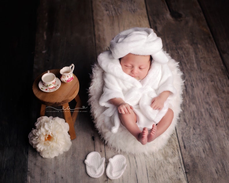 Newborn robe and hair towel photo prop newborn robe set Etsy