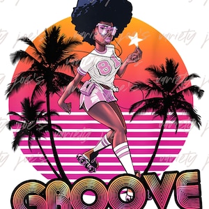 1981 Afro Groove Roller Skate Retro PNG Année 80 70 s Disco Funk Star Gratuit pour un usage commercial