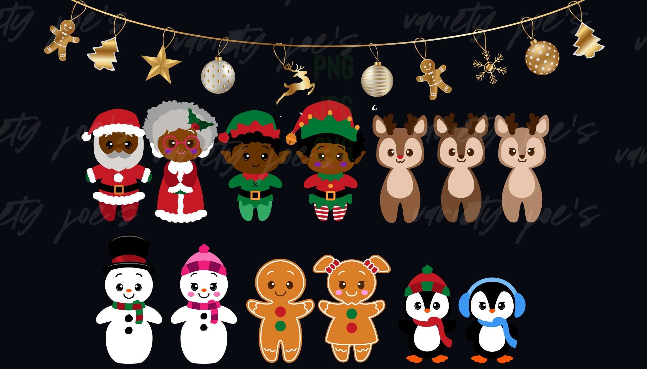 African American Christmas, African American Santa, Black Santa, Black Christmas Holiday, Ornament, SVG, PNG, 100% free for commercial use