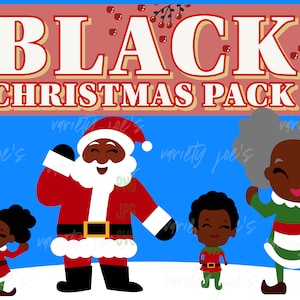 Black Christmas Pack, African American Christmas, African American Santa, Black Santa,  Ornament, SVG, PNG, 100% free for commercial use
