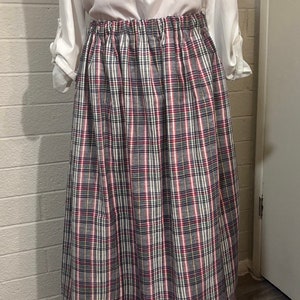 Renaissance Festival Long Skirt in NAVY PLAID
