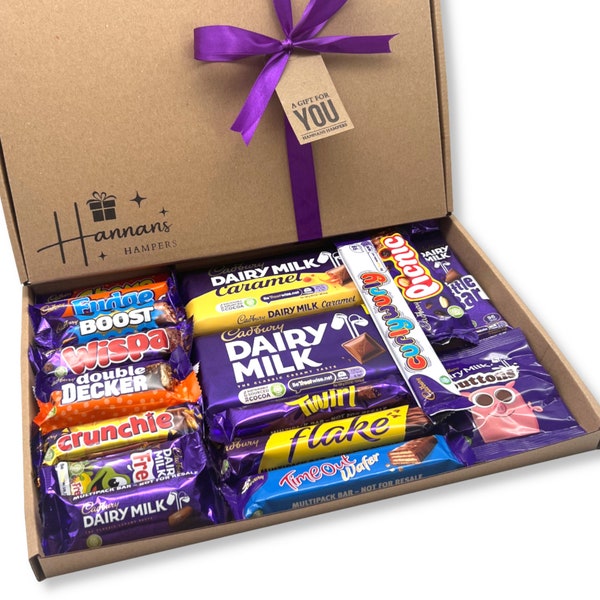 Chocolate Bar Gift Box | Chocolate Hamper | Personalised Gift Tag | Treat Box | Happy Birthday | Present | Easter | Hug in a box