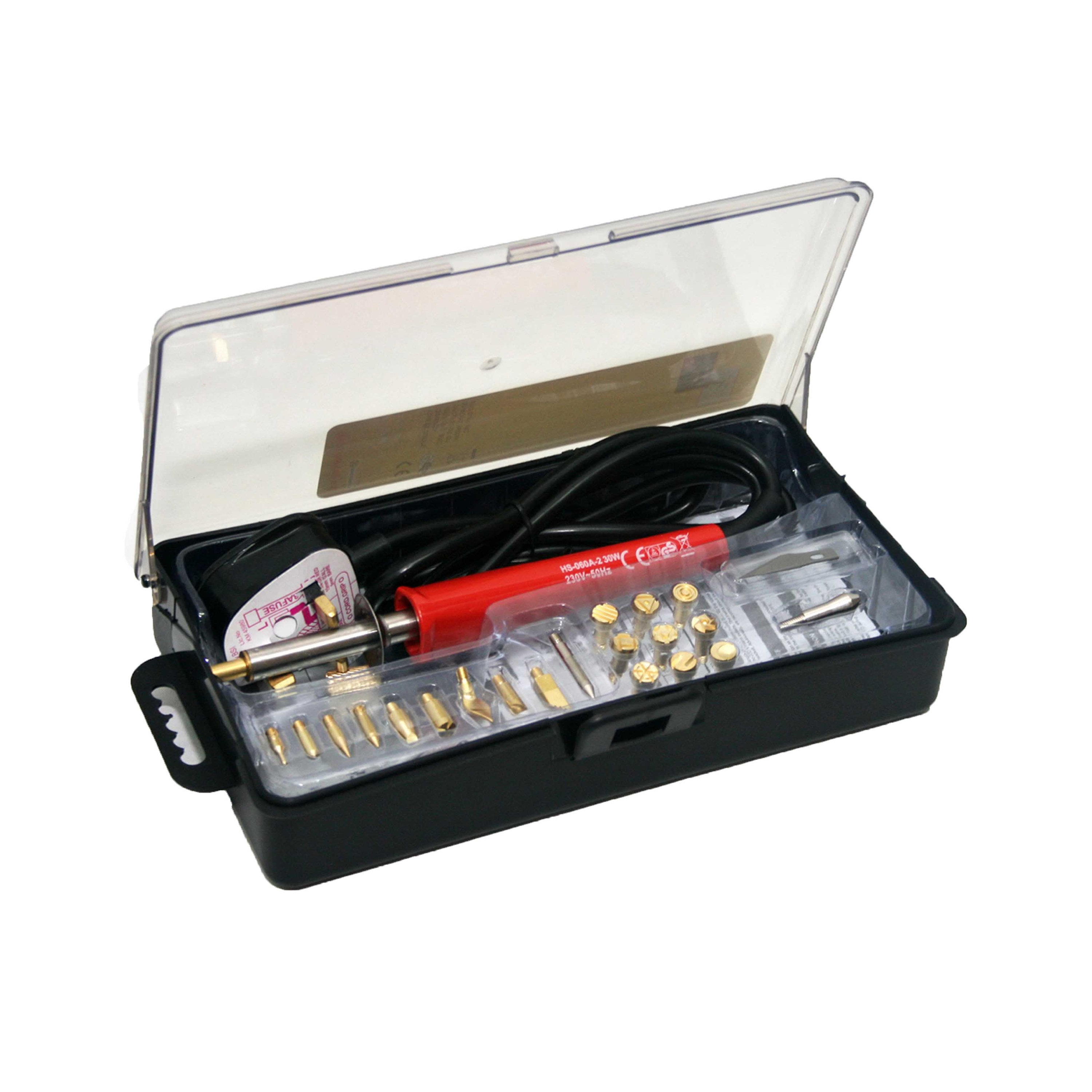 30W 240V Pyrography Wood Burning Pen Set 5 Interchangeable Brass