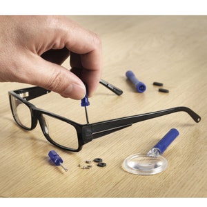 Apex Glasses Repair Kit - Eyeglass Repair Kit with Small Screwdriver  ,Eyeglass Screws, Magnifying Glass, Screw Guide, & Storage Pouch -  Universal
