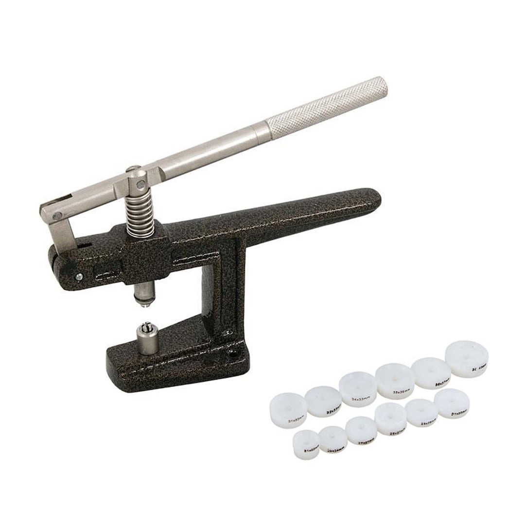 Watch Case Press With 12 Reversible Nylon Dies Can Be Bench Mounted for