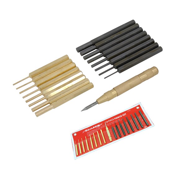 PIN PUNCH SET 18-piece Brass and Carbon Steel Pin Punch Set WITH