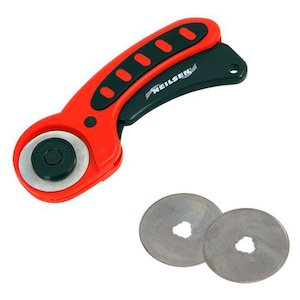 Professionele rubberen grip handvat 45mm ronde Roterende Cutter Kaart papier naaien Quilting Roller Fabric Cutting Tool plus + 3 GRATIS snijbladen