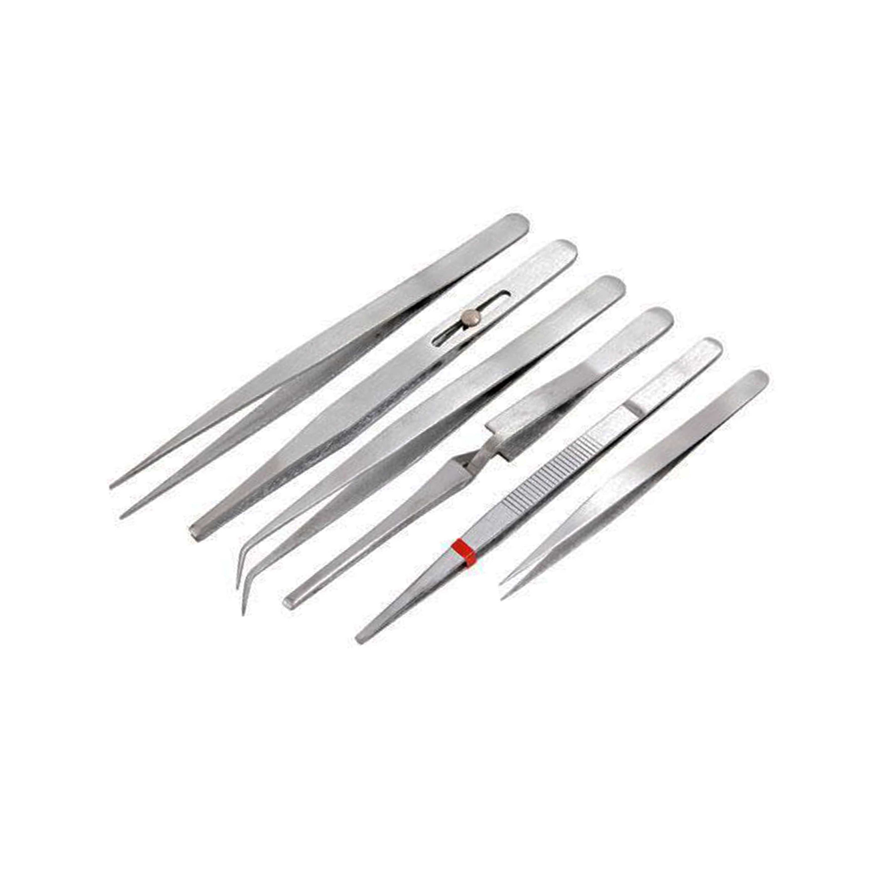 6 Pieces Stainless Steel Tweezers PVC Coated Flat Tip Tweezers With Rubber  Tips DIY Crafts