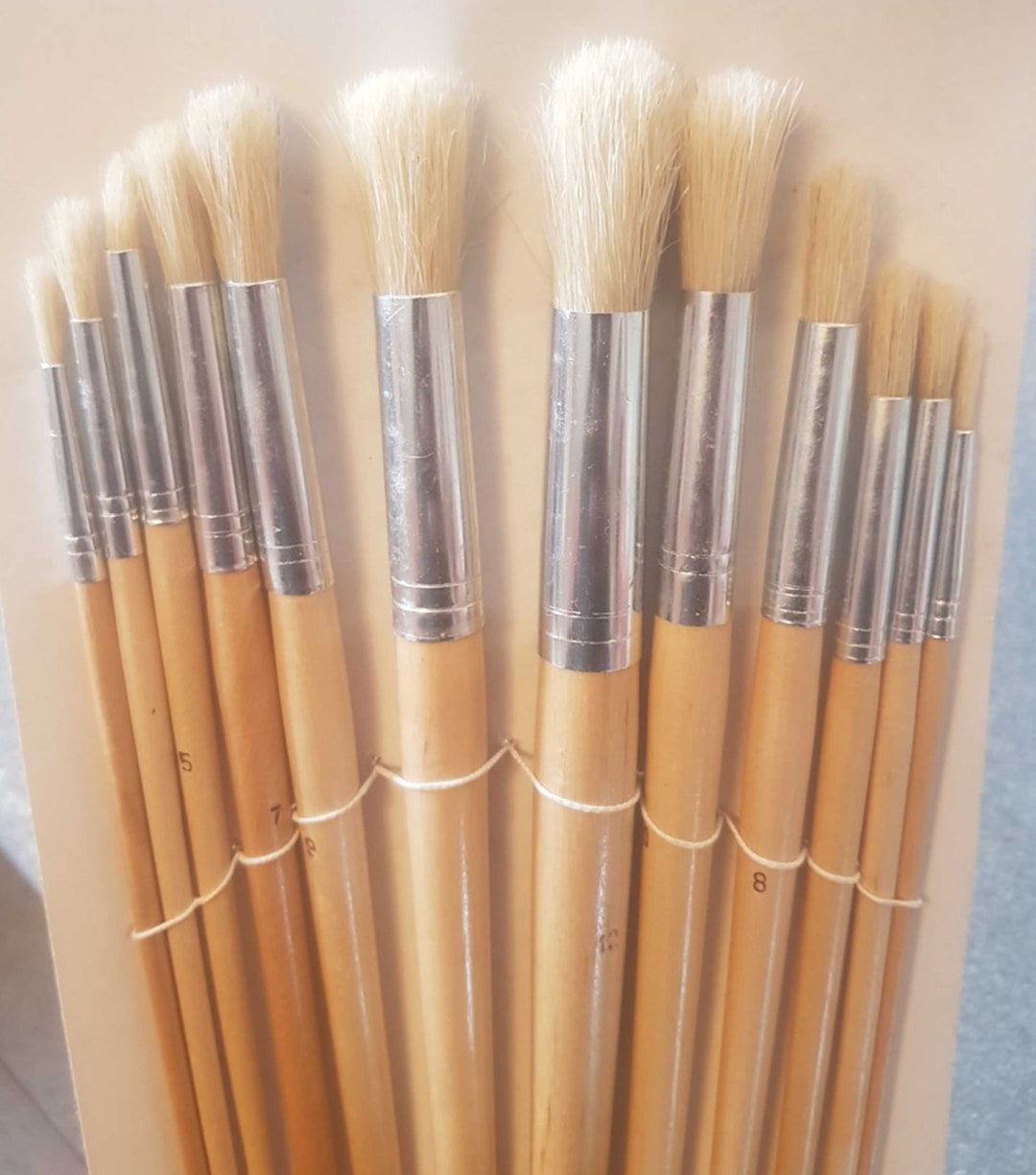 12PC LONG HANDLE WOODEN ROUND HEAD ARTIST PAINT BRUSH SETS Art Craft Brushes  NEW 5057502808165