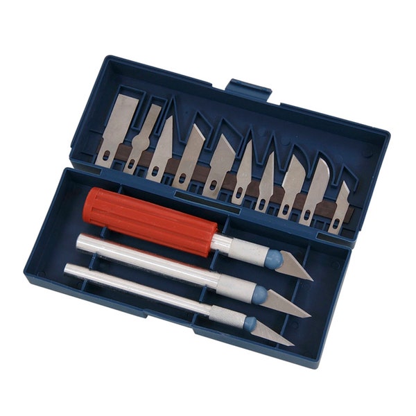 14 Piece Hobby Craft Knife Set For cutting wood cardboard paper plastic cloth and foam board for hobby craft projects