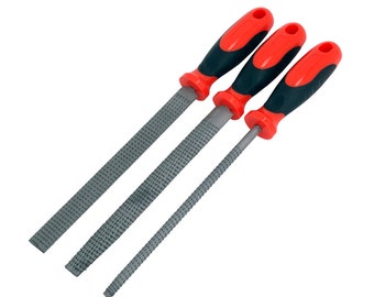 3 Piece 200mm Wood Rasp Set Includes Flat Round And Half Round Wood Rasp With T10 Steel Carpenter Carpentry Woodwork Tool Soft Grip Handles