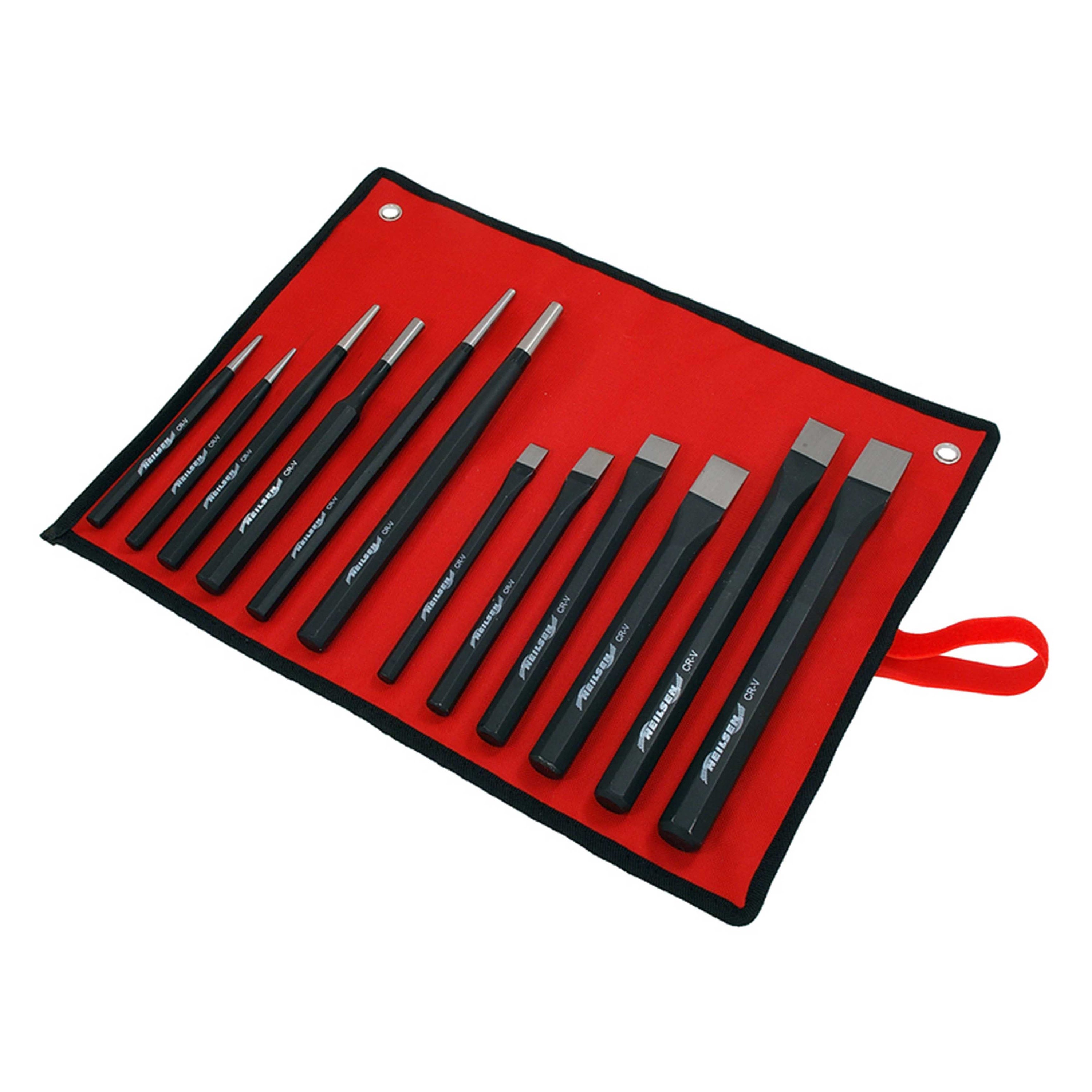12 piece Punch and Chisel Set in red heavy pouch for easy Etsy