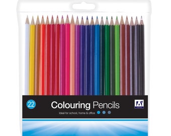 Pack of 22 of Assorted Colouring Pencils Pencil Set For Children Kids School Ideal for home school office Ideal For Young Children 18cm each