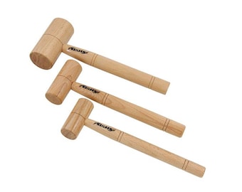 3 Piece 30mm 35mm 50mm Diameter Wooden Hammer set Craft Watch Makers hobby craft Modelling Mallet Hammers Total length 260mm & 280mm hammers