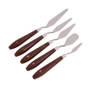 5 Piece Oil Painting Palette Knife Set Canvas Painting Artist Knives For use with oil based & acrylic paints Create textures and effects