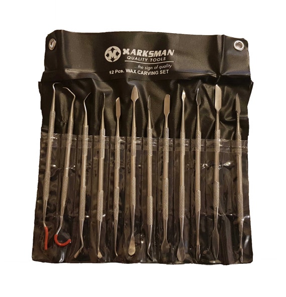 12 Piece Stainless Steel Wax Carver Carving Tool Set Storage Pouch