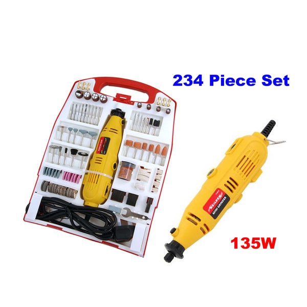 234 Piece Rotary Multi Tool Kit Set + 135w Rotary Power Tool Plus Sanding Bands Papers Cut off Wheels Diamond Bits Mandrel Collets and more