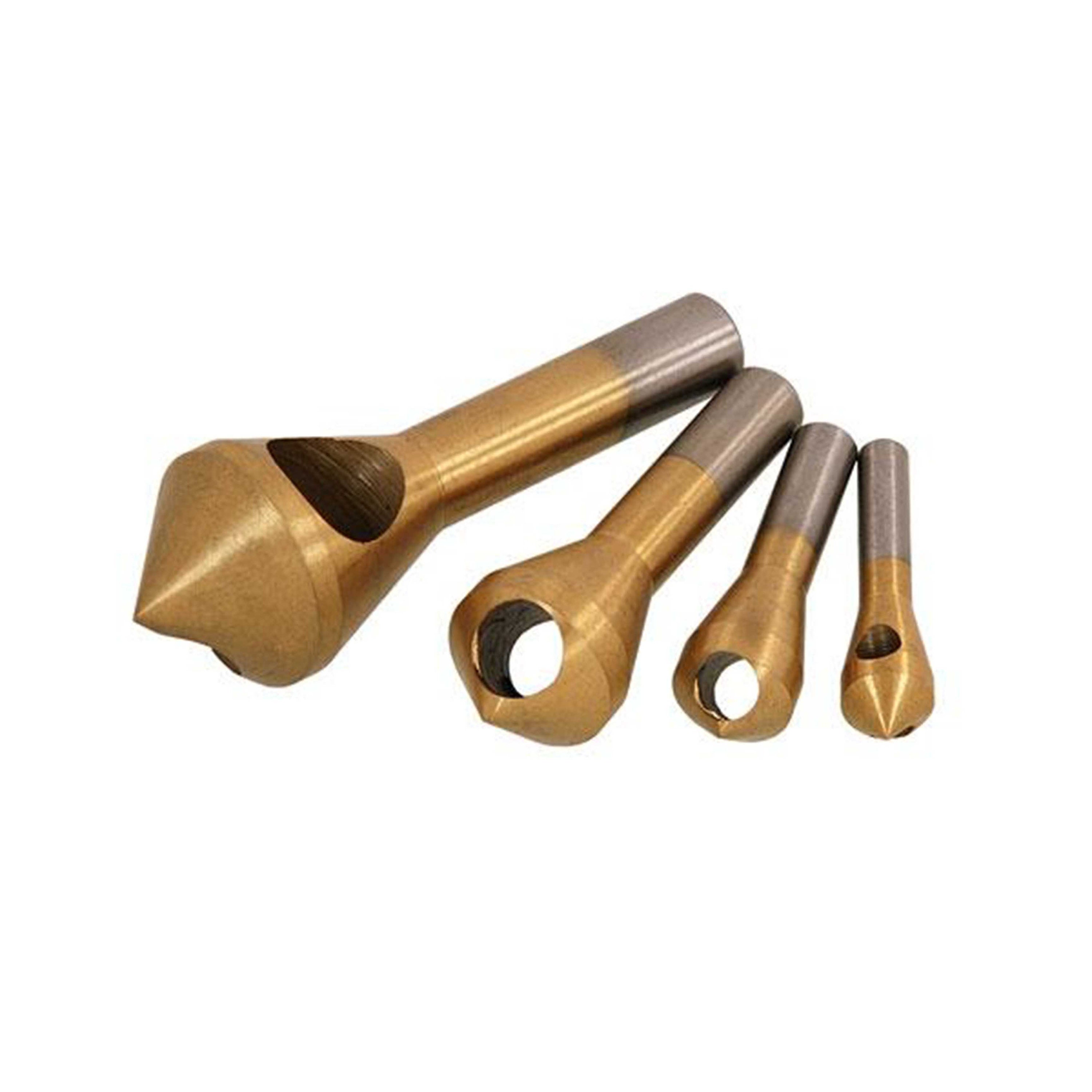 Buy 4 Piece Titanium Coated Slotted Countersink HSS Drills Set for Cutting  Through Metal Wood Plastic Drilling Cone Hole & Chamfering the Edges Online  in India 