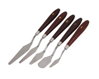 The Art Shop Skipton Wooden Handled Steel Blade Flat Palette Knife #18