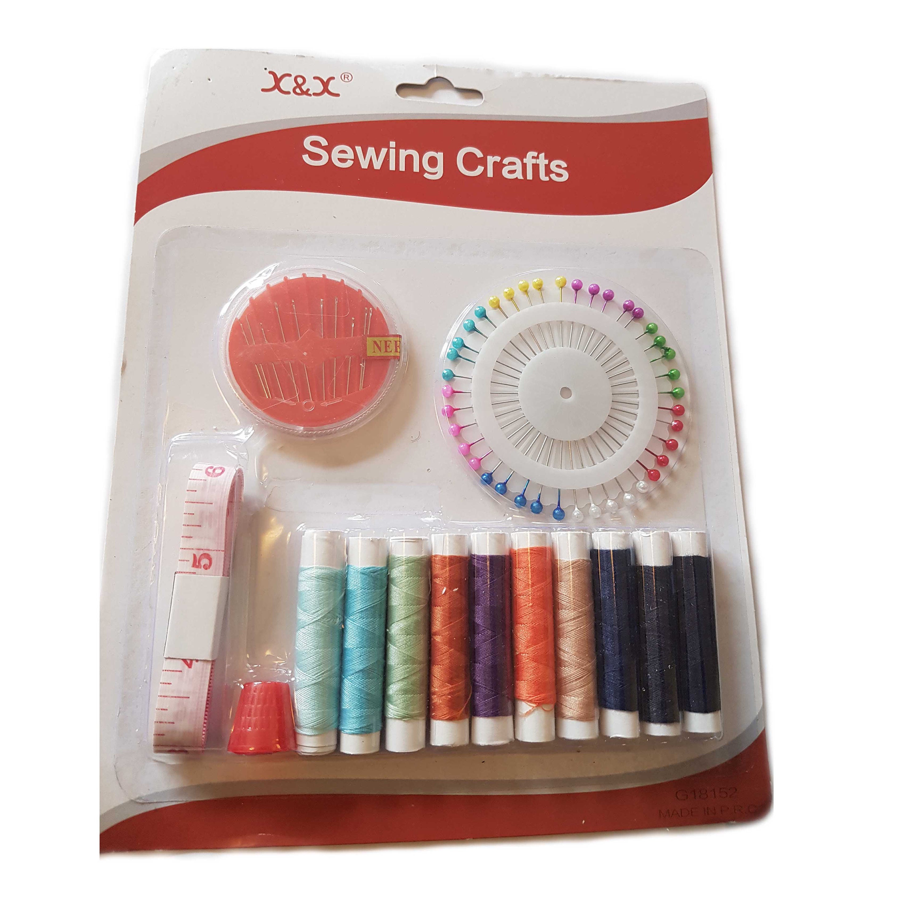 66 Piece Sewing & Knitting Starter Kit, Needles and Crochet Hooks, 38  Thread Spools, Buttons, Beginner's Set, Crafting Tools, Black Case