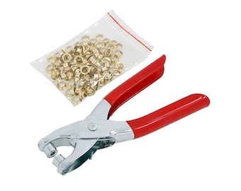 140mm Eyelet Plier Pliers PLUS 100 Piece 4mm Eyelets Leather Sheeting Tarpaulin Craft Art Plastic Rubber Card Paper Tools Rubber Grip Handle