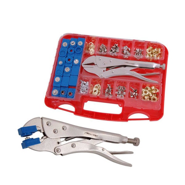 275 Piece Eyelets Snap Fastener Assortment kit Grip Pliers 18 interchangeable punch & die heads 10mm snap fasteners for riveting screwing