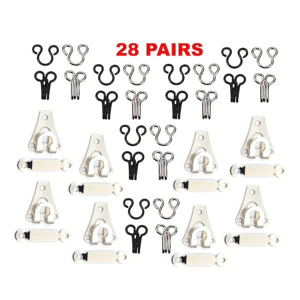 28 Pairs Of Sewing Hook And Eye Set Sew on Brass Hook & Eye Closures for Trousers Skirt Bra Dress brassieres Sewing Hook Metal Snap Buttons