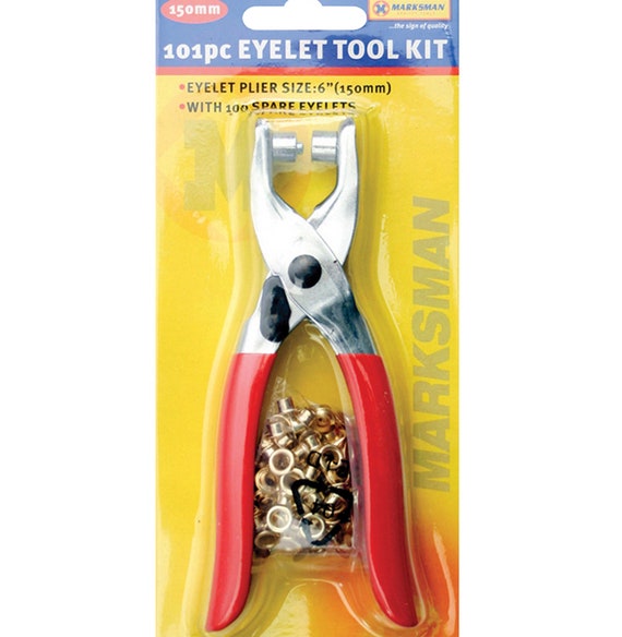 6 Inch 150mm Eyelet Plier Pliers 100 Piece Spare Eyelets Leather Sheeting  Tarpaulin Craft Art Plastic Rubber Card Paper Tools Grip Handle 