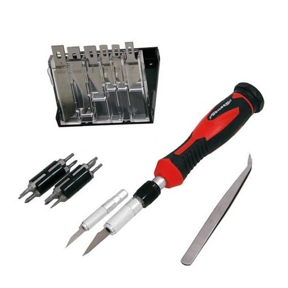 36 Piece Hobby Craft Knife Set Including 12 Screwdriver Philips Star Bits  20 Precision Blades Cleaver Hook Tweezers Hex Shank Knife Head 249 