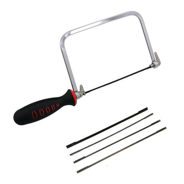 6 Pouces Coping Saw With 5 Blades Soft grip Rubber Handle Woodworking Menuiser Craft Fretwork Moldings Aluminium Tubing Cutter Saw T3056