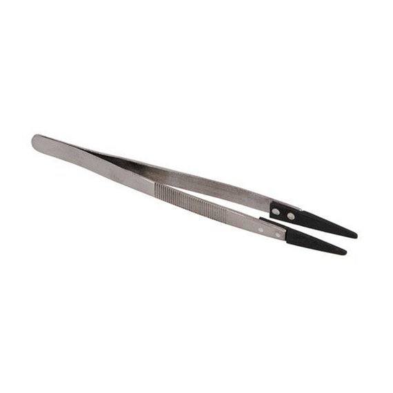 160mm in Length Polished Steel Tweezers With Plastic Polyethylene Tips for  Delicate Jobs Such as Craft Modelling Hobbycraft Jewelry Tweezers 