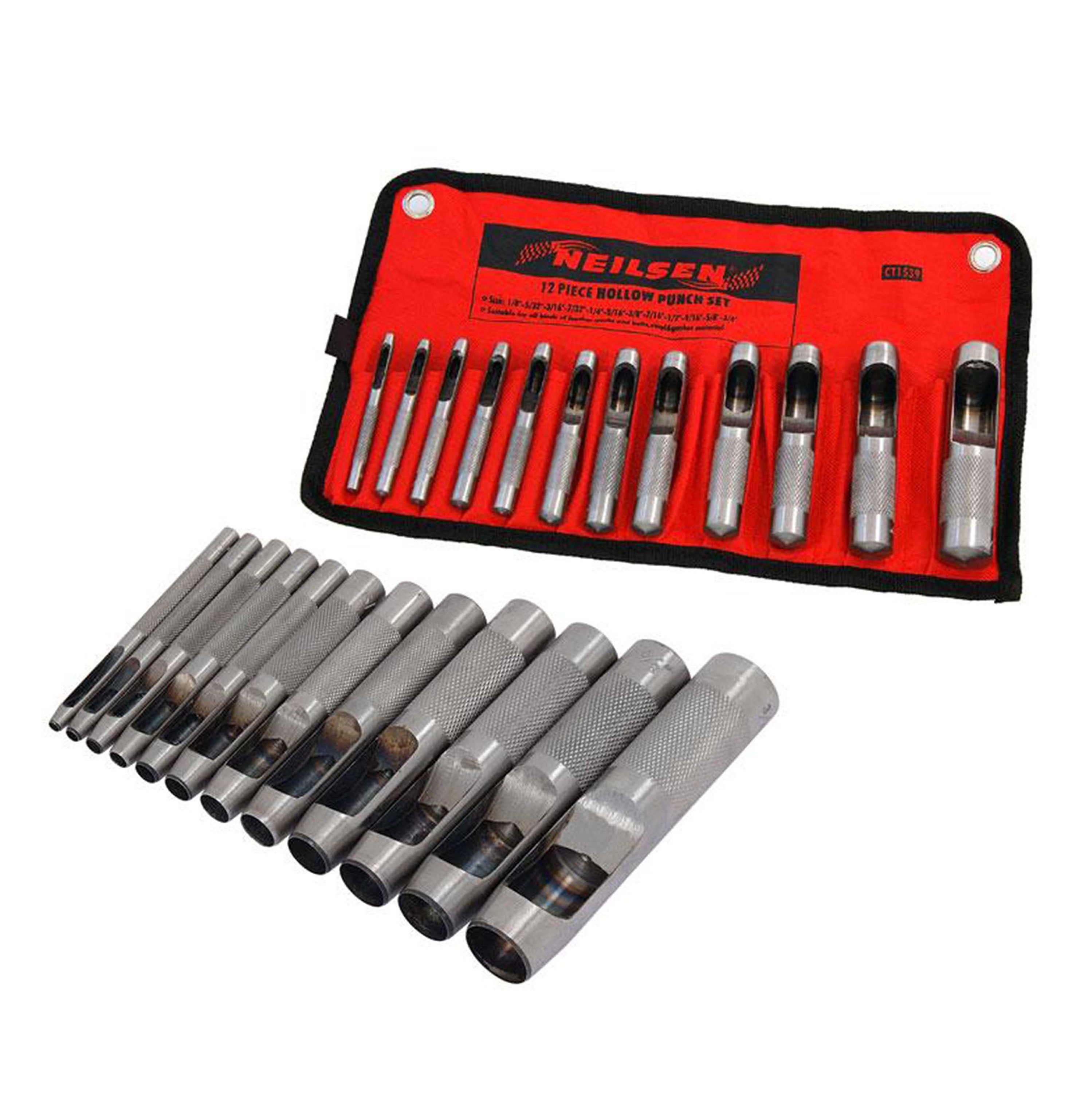 12 Piece Hollow Punch Set Pouch in Imperial Sizes for Creating Holes in All  Kinds of Leather Works and Belts Vinyl Gasket Material & More 