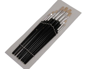 9 Piece Flat Head Artist Brush Set Fine Hair brushes Ideal For Acrylic + Oil & Watercolour paints Detail Work Artist paint brush Set Kit