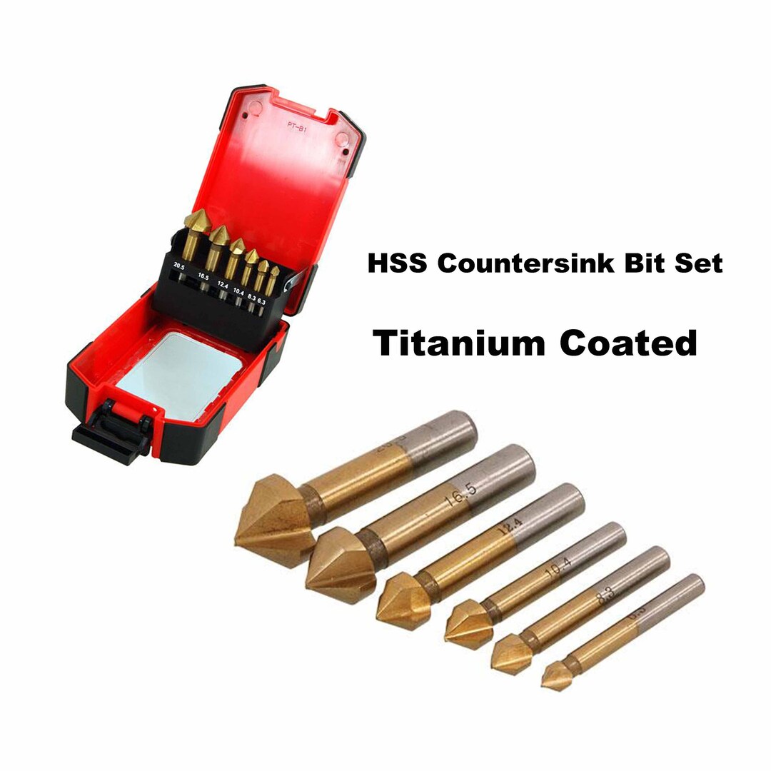 6 Pce HSS Countersink Bit Set Titanium Coated Round Shanks Etsy