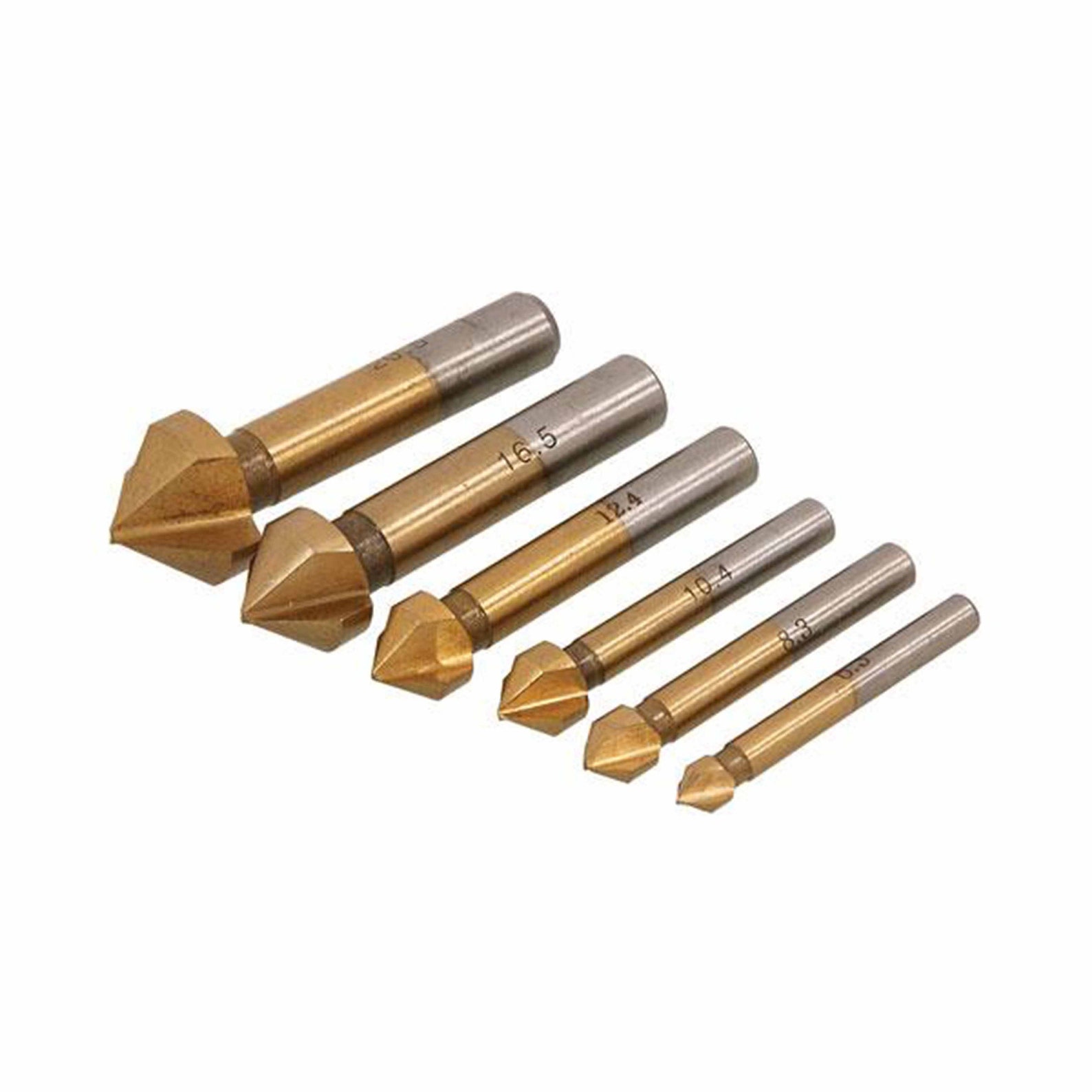 6 Pce HSS Countersink Bit Set Titanium Coated Round Shanks Etsy