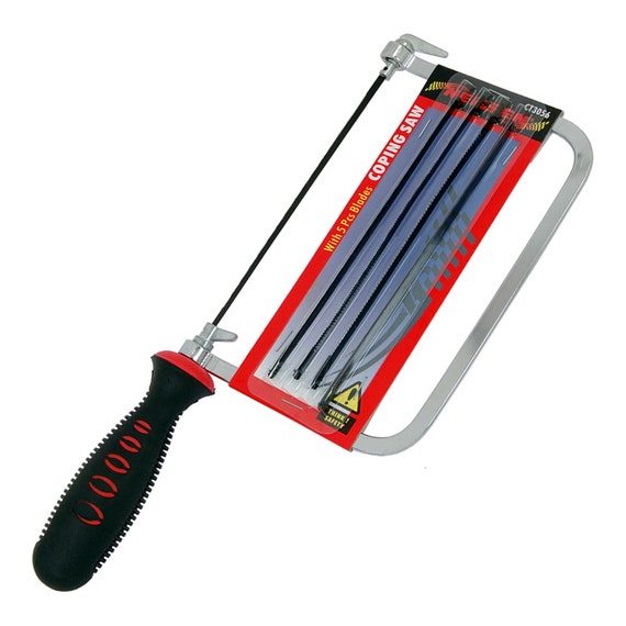 6 Inch Coping Saw With 5 Blades Soft Grip Rubber Handle 