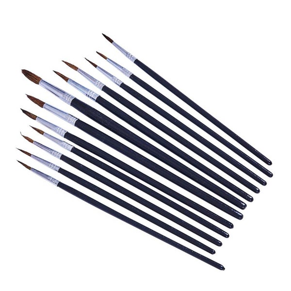12 pezzi punta punta testa artista pennello set spazzole per capelli fini perfetti per colori acrilici e acquerello Dettaglio lavoro artista pennello set kit