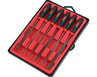 6 Pieza 140mm Needle File Set redondo plano paralelo plano cónico tres cuadrados cuadrados medio redondo y mano Needle File Joyería Joyería Herramienta de artesanía