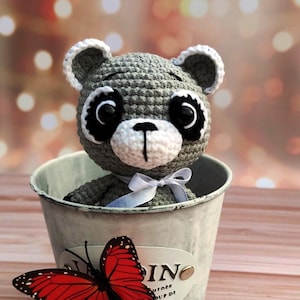 Small raccoon crochet pattern/ Amigurumi tutorial forest animals/ Funny raccoon crochet pattern/ English pattern amigurumi pdf