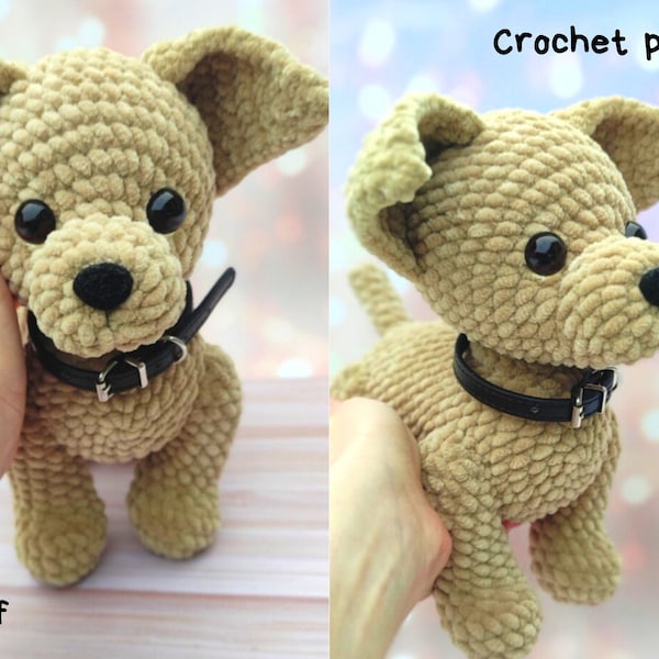 Crochet dog pattern, Amigurumi puppy pattern, Chihuahua crochet pattern, Chihuahua amigurumi dog, Crochet stuffed animals