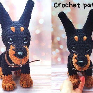 Crochet dog pattern, Crochet doberman pattern, Amigurumi puppy pattern, English pattern amigurumi pdf