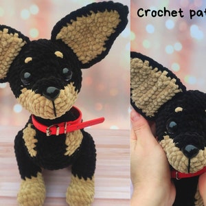 Crochet dog pattern, Amigurumi puppy pattern, Crochet pattern pincher dog, Amigurumi stuffed dog pattern, English pattern pdf