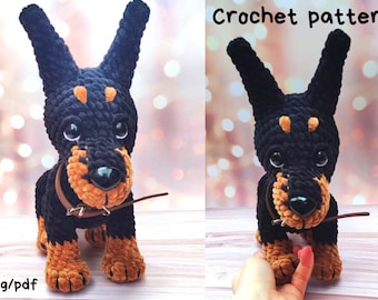 Crochet dog pattern, Crochet doberman pattern, Amigurumi puppy pattern, English pattern amigurumi pdf