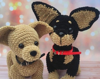 Crochet Puppy Pattern Set, Amigurumi Dog Plushie (PDF Pattern)