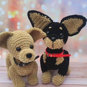 Set of 2 patterns, Crochet puppy pattern, Amigurumi dog pattern, Crochet plushie large dog pattern, English pattern instant download pdf