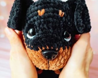 Rottweiler dog crochet pattern/ Amigurumi tutorial plushie dog/ Crochet pattern stuffed puppy/ English pattern amigurumi pdf
