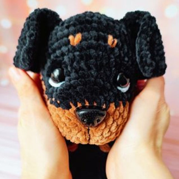 Rottweiler dog crochet pattern/ Amigurumi tutorial plushie dog/ Crochet pattern stuffed puppy/ English pattern amigurumi pdf